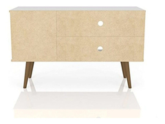 Mueble Para Tv Con Estantes De Madera Color Blanco Y Marrón - tienda online