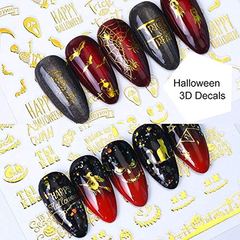 Pegatinas Para Uñas 3d De Halloween, Color Dorado - Danielle's Store