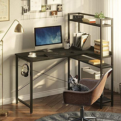 Escritorio De Metal Y Madera Color Negro De 47 In/4 Niveles. - Danielle's Store