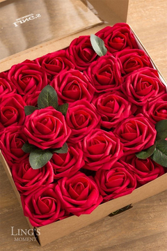 Momento De Ling Flores Artificiales Rosas Rojas Oscuras - comprar online