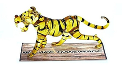 Figura Decorativa De Arte Tigre En Vidrio Sopla