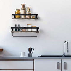 Imagen de Estantería Flotante De Metal Y Madera Color Gris/2 Unidades.