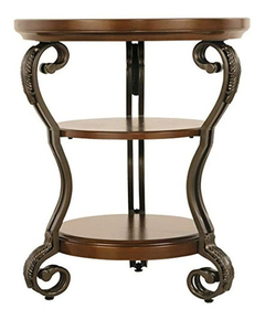 Mesa Auxiliar De Madera Y Metal Color Marrón 3 Niveles. - tienda online