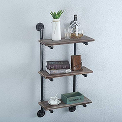Estantería Flotante De Metal Y Madera Marrón/3 Niveles - Danielle's Store