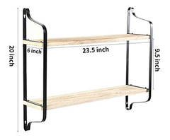 Estantería Flotante De Madera Y Metal Color Marrón/2 Niveles - comprar online