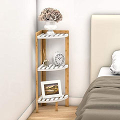 Estantería Esquinera De Bambú Y Mdf Color Blanco 3 Niveles - Danielle's Store