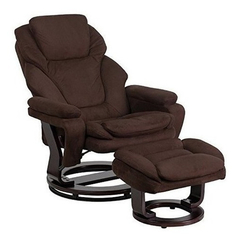 Sillón Reclinable De Piel Y Otomano Con Base Giratoria - tienda online