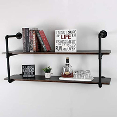 Estantería De Metal Y Madera Color Negro/2 Niveles. - tienda online
