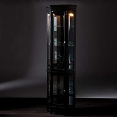 Imagen de Estanteria Esquinero De Madera Y Cristal,color Negro.