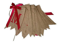 Merry Christmas Burlap Banners Guirnaldas Con Lazos De Cinta - Danielle's Store