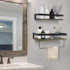 Estantería Flotante De Metal Y Madera Color Gris/2 Unidades. - comprar online