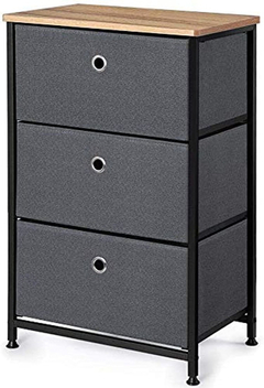 Cómoda De Acero Negro Con 3 Cajones De Tela Gris De 28 In. - comprar online