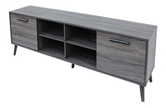 Mueble Para Tv Con Estantes De Madera Color Gris. - Danielle's Store