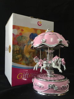 Honeygifts Laxury Carrusel Music Box, Diseño Floral, Rosa - tienda online