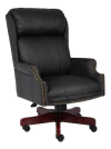 Silla Tradicional Con Respaldo Alto Y Base De Caoba En Negro