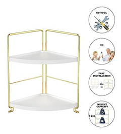 Estantería Multiusos De Acero Dorado Y Plástico Blanco. - tienda online