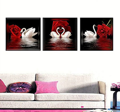 Amoy Art  cisnes Y Rosas, Modernas Reproducciones En Lona - comprar online