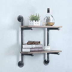 Estantería Flotante De Metal Y Madera Color Negro - Danielle's Store