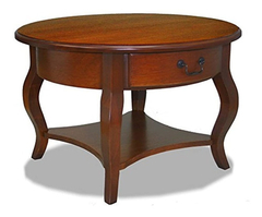 Mesa De Centro Redonda Con Cajón De Madera Color Marrón.