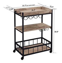 Mueble Para Vinos De Madera Marrón Y Metal Negro 3 Niveles. - comprar online