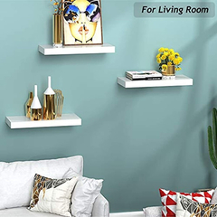 Estantería Flotante De Madera Color Blanco/3 Unidades. - comprar online