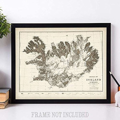 Mapa De Islandia 1901 Sin Marco Decoración Para El Hogar - tienda online