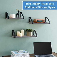 Estantería Flotante De Madera Y Metal Color Gris/3 Unidades. - comprar online