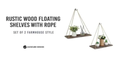 Estantería Flotante De Madera Rústica 2 Niveles/ Marrón