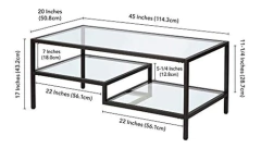 Mesa De Centro Geométrica De Metal Y Cristal/2 Niveles.