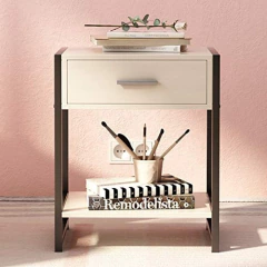 Mesa De Noche Y Cajón Metal Y Madera Marrón/negro 2 Niveles en internet