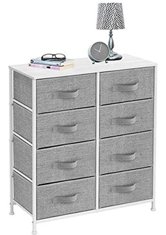 Cómoda De Metal Blanco Y Con 8 Cajones De Tela Color Gris. - tienda online