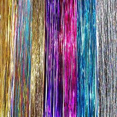 Cabello Tinsel, 175 hebras, Siete Colores Plateado, Violeta