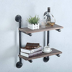 Estantería Flotante De Metal Y Madera Color Negro - comprar online