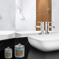 Soporte De Almohadilla, Qtip Tarro Transparente Baño - tienda online