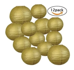 Sonnis Gold Round Paper Lanterns 12inch 10inch 8inch Size Fo