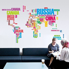 Ferris Store Inglés Palabras Mapa Del Mundo Arte De La Pared - comprar online