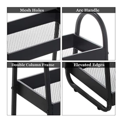 Estantería De Alambre Con Asa Color Negro De 3 Niveles. - tienda online