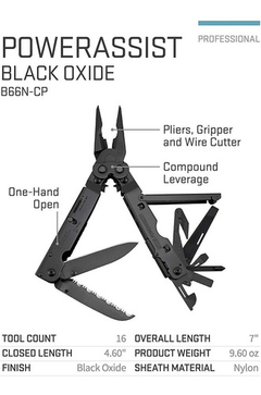 Sog Multitool Alicates - Powerassist Negro Óxido Multi Herra - comprar online