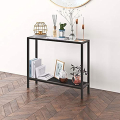 Mesa Auxiliar De Metal Color Negro De 2 Niveles. - tienda online