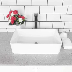 Ghomeg - Lavabo Rectangular De Porcelana Blanca Con Diseño en internet
