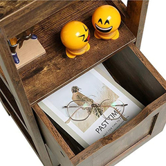 Estantería De Madera Color Marrón De 3 Niveles Y 2 Cajones. - Danielle's Store