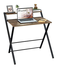 Escritorio Plegable Para Pc De Metal Y Madera Marrón.
