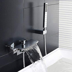 Kunmai-grifo De Pared Para Bañera Con 2 Asas Cromado Y Negro - comprar online