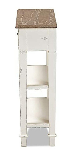 Mesa Auxiliar Con Cajón Y Estantes De Madera Color Blanco. - Danielle's Store