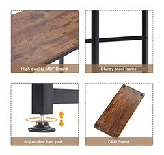 Imagen de Escritorio Para Pc Con Estante De Metal Negro-madera Marrón.
