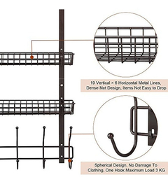 Perchero Para Colgar Sobre La Puerta Con 2 Cestas 5 Ganchos - Danielle's Store