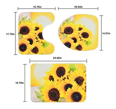 Juego De 4 Cortinas De Ducha De Girasoles Con Alfombra