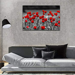 Imagen de Lienzo Decorativo Con Diseño De Flores De Amapolas Rojas