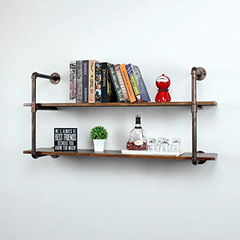 Estantería Flotante De Metal Y Madera Color Negro/2 Unidades en internet