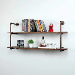 Estantería Flotante De Metal Y Madera Color Negro/2 Unidades en internet